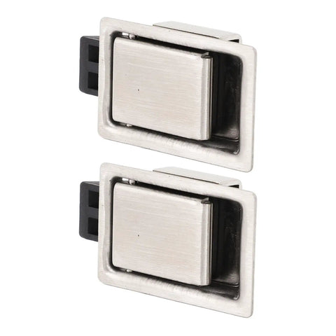 Heavy Duty Commercial Grade Stainless Steel Flush Mount Paddle Handle Lock Pair, close-up of rustproof latch design.