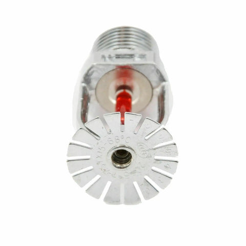 Top Tier Ten Pack Pendent Fire Sprinkler Heads With A 155 Degree Fahrenheit Red Glass Bulb And One Half Inch Npt Pipe Thread, detailed view