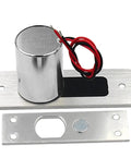 Premium Grade Ironclad Waterproof Drop Bolt Door Lock with 12V DC magnetic induction and mounting plate.