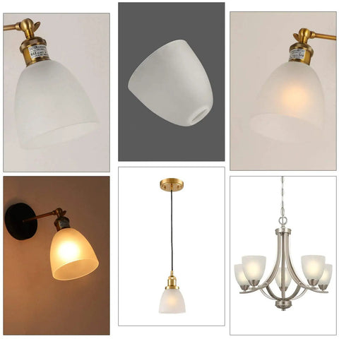 Two Pack Bell Shaped Frosted Glass Light Shades For Ceiling Fans And Wall Fixtures, Lipless With 1 5/8 Inch Fitter, multiple views