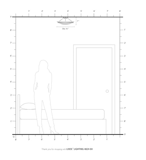Diagram of Newburgh 3 Light Ceiling Mount in Black Finish with Sleek Transitional Steel Design for Modern Living Spaces