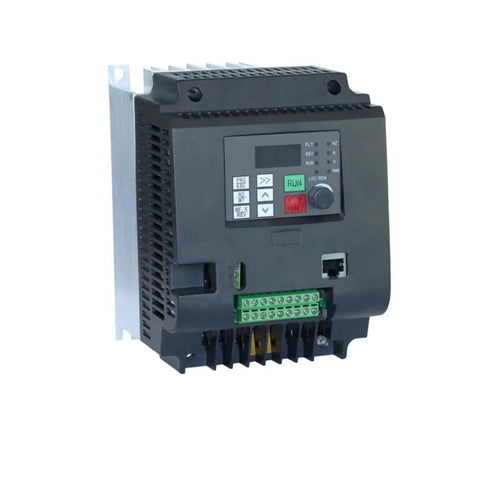 Hefty 2200W VFD Inverter Drive Takes Single Phase 220V Line To Run 3 Phase Motors At 220 Or 380V For Lathes CNC and shops, front view
