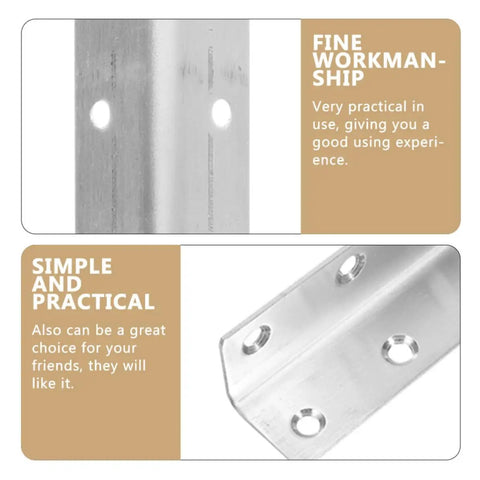 Close-up of Beefy 8-Piece L Brackets Set for Wood, 90 Degree Stainless Steel Corner Braces showcasing fine workmanship.