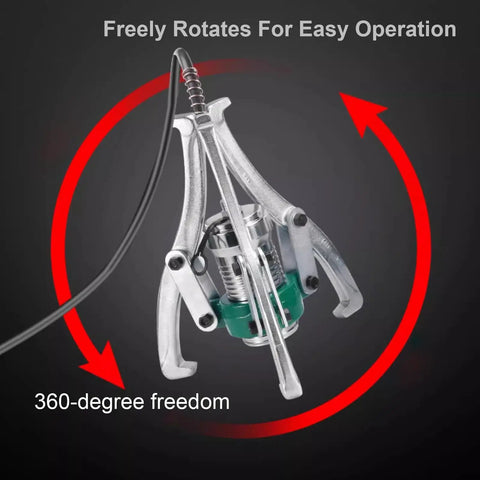 Heavy Duty Hydraulic Bearing Puller With Manual Hand Pump Gear Extractor Featuring 2 Jaw And 3 Jaw Setups, 360-degree rotation.