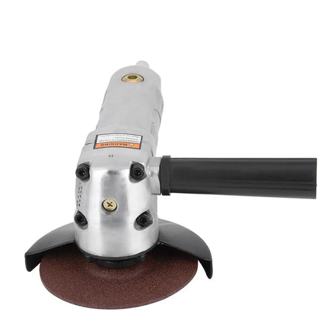 4 Inch Pneumatic Air Angle Grinder 11000 Rpm High Speed Polisher Heavy Duty Metalwork Tool with brown disc and handle.