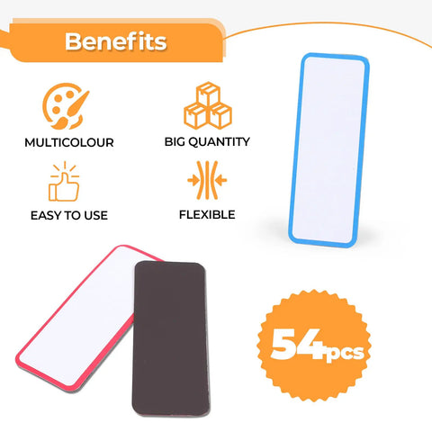 Kickstart Your Everyday Workflow With These Fifty Four Strong Magnetic Dry Erase Labels And Reusable Colorful Name Tags That Offer A Slick Slide On Any Metal Surface, featuring various colored labels.