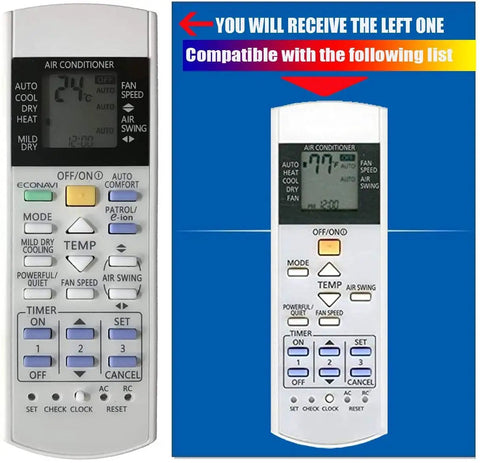 Universal Replacement Air Conditioner Remote Control With Fahrenheit And Celsius Digital Display for Panasonic units.