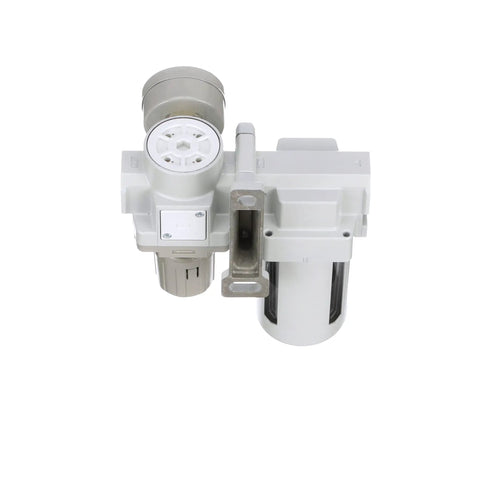 SAU420-N04G Compressed Air Filter Regulator Combo Half Inch NPT Poly Bowl Manual Drain Bracket Gauge 10 Micron