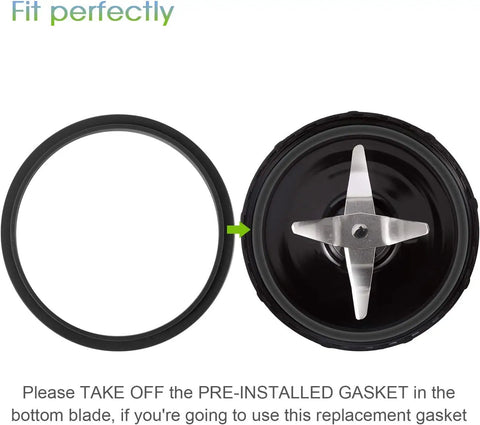 Cross Blade Replacement Kit With 4 Rubber Gaskets For 250W Blender MB1001 Series, showing blade and gasket layout