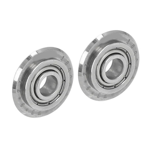 Two balanced bearings for heavy duty tungsten carbide scoring wheels to enhance cutting efficiency.