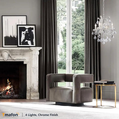 Living room with Modern Crystal Chandeliers For Dining Room And Home Four Light K9 Crystal Pendant Lamp With Adjustable Height