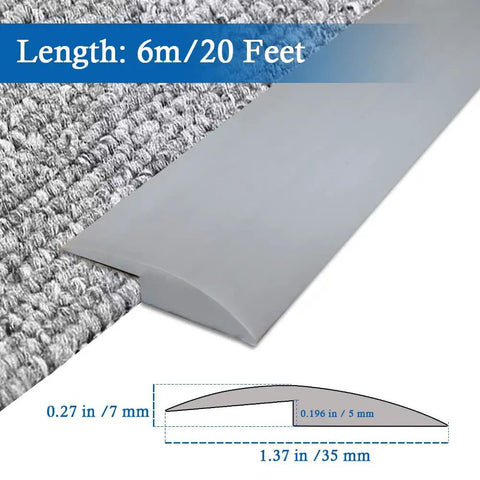 Self Adhesive Carpet And Floor Transition Strip For Home Reno, PVC Threshold Edging Trim, 20 Feet, Gray, bridging carpet edges