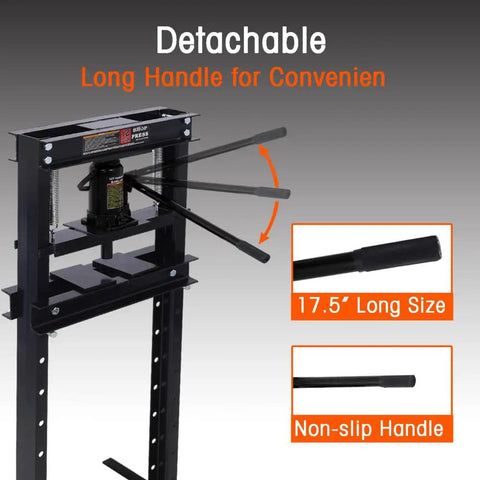 Beefy 12 Ton Hydraulic Shop Press With Floor Mount H Frame Adjustable Table Height And Press Plates For Bending Straightening