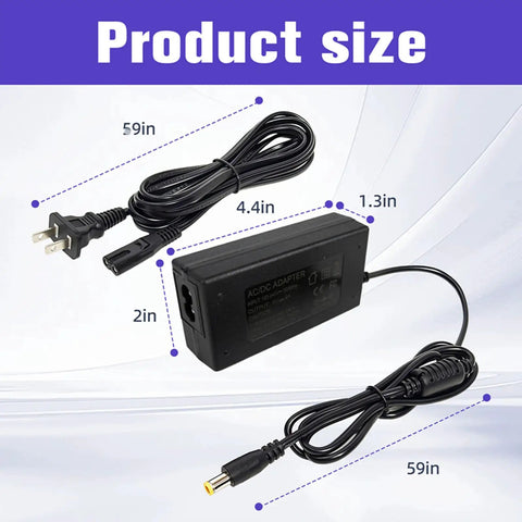 12V 2A DC Power Adapter For Roland FP 10 And PSB 5U Digital Piano Replacement with cable dimensions shown
