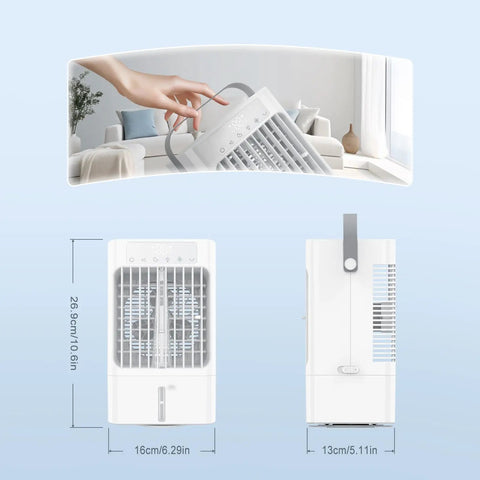 Beat The Heat With This Compact Air Cooler Desk Fan With Three Speeds 120 Degree Oscillation One To Eight Hour Timer Seven Color