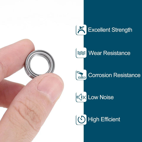 Top Shelf Deep Groove Ball Bearings Forged From Tough Chrome Steel featuring double shielding held in hand for inspection.