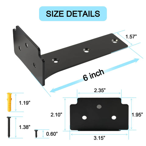 Heavy Duty 6 Inch Floating Shelf Brackets Two Pack Of Bombproof Stainless Steel L Mounts With Sleek Matte Black Finish detailed measurements.