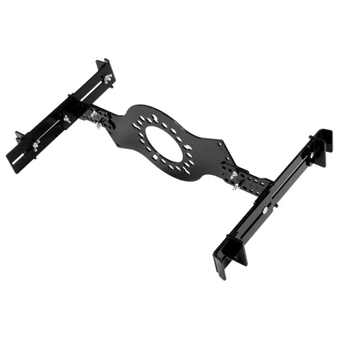 Heavy Duty Wheel Fitment Simulator And Rim Size Mockup Tool Covers 14 To 22 Inch Diameters, black metal construction, viewed from above.
