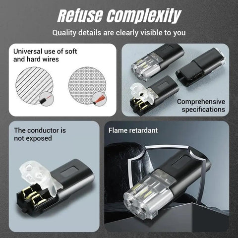 Fast Locking Wire Plug In Connector With Buckle For Quick Connects Flame Retardant Emergency Repair Kit Simple Push In Wiring