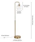 Arc Floor Lamp With Glass Shade In Brass And White Milk Glass, Totally Sleek Modern Reading Light For Living Room Or Office.