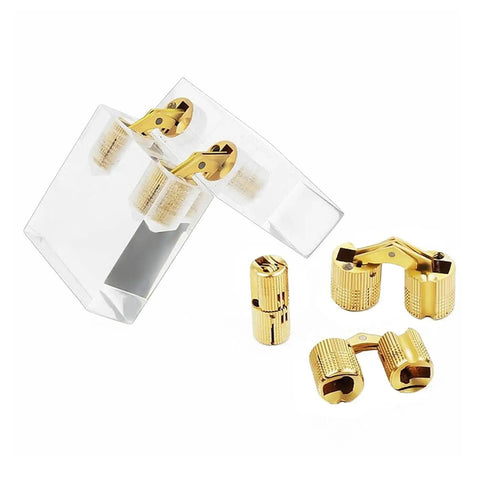 Concealed Brass Hidden Barrel Hinges Set For Cabinets And Small Chests, 9mm To 18mm Diameters, Durable Solid Brass, Corrosion-Resistant