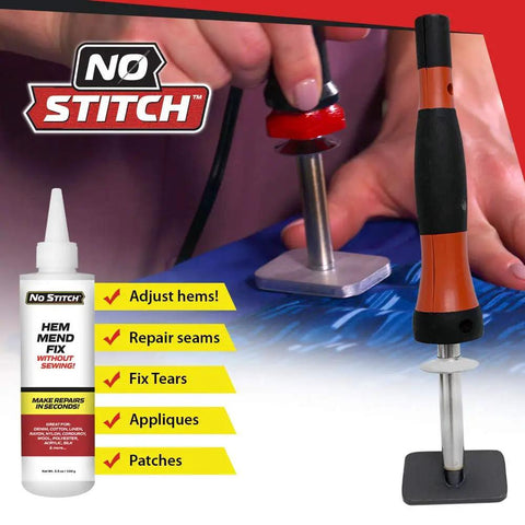 No Sew Electric Wand Kit With Premium Adhesive Powder For Clothing Repairs heat press iron featuring mending wand and adhesive.