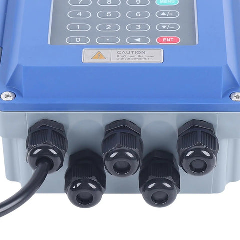Front view of Ultrasonic Water Flow Meter Portable Bidirectional Liquid Flow Meter With IP67 Main Unit And IP68 Sensor TS-2 Transducer