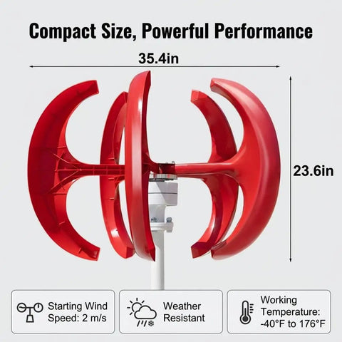 1000W Vertical Axis Wind Turbine Generator 12 Volt And 24 Volt Go Green Home Power System With 5 Blade Permanent Magnet Windmill