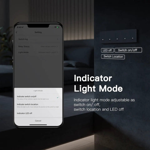 Indicator Light Mode on No Neutral Required Smart Switch No Hub Needed 2 4GHz Wi Fi Single Live Wire Capacitor Free