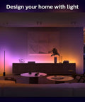 Indoor 6-Foot Smart LED Light Strip Base Kit With Plug casting multicolor ambience in modern living room setup