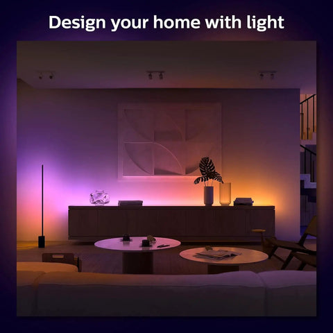 Indoor 6-Foot Smart LED Light Strip Base Kit With Plug casting multicolor ambience in modern living room setup