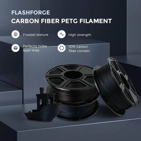 Carbon Fiber PETG 3D Printer Filament 1.75mm, 1kg Spool Black, high strength, frosted texture, perfect for precise, durable prints