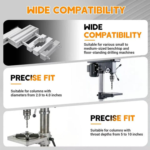 Diagram showing Drill Press Guard For Benchtop And Floor Models With 2.0 To 4.0 Inch Column Diameters Flip Up Safety Shield installations.