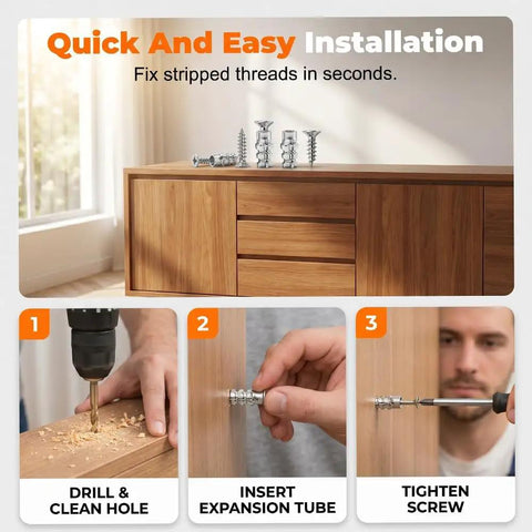 Fix Loose Hinges Quick With 100 Pack Of 6x14mm Door Screw Kit For Cabinet Repair And Stripped Thread Restoration Using Expansion Anchors For Super Secure Stability, 6x14mm metal screws on wood cabinet