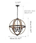 Six-Light Orb Chandelier, 23.62-Inch Rustic Farmhouse Lighting in Stardust Finish with Adjustable 47.24-Inch Chain, Bronze Tone, E26 Sockets