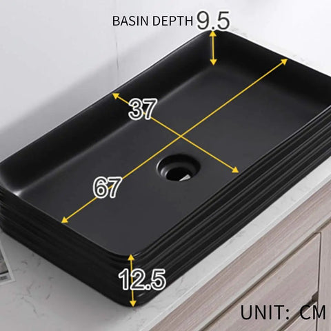 Heavy Duty Dark Green Matte Ceramic Pedestal Sink, Deep Bathroom Wash Basin For Home Or Cafe Vanity, Built Tough Rugged Frame, No Hassle Easy Clean Surface That Always Stays Sharp measurements displayed on black sink