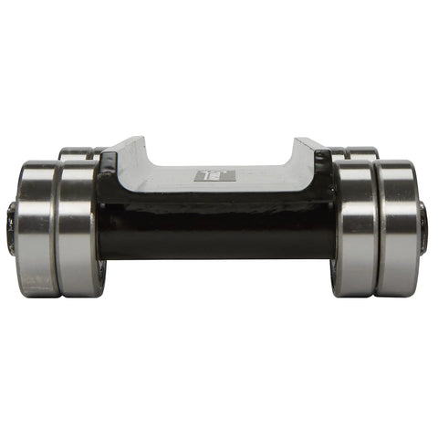 Heavy Duty Machinery Skates Loaded With Eight Knockout Steel Wheels And Three Thousand Three Hundred Pound Pulling Power close-up view with wheels featuring a black metal frame.