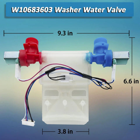 Washer Water Inlet Valve Replacement For Front Load And Top Load Machines Easy Install Balances Cold And Hot Water Controls Water Level And Drainage Compatible With Kenmore And Other Major Brands, 9.3 x 6.6 x 3.8 in