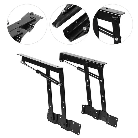 DIY Coffee Table Lift Mechanism Kit With 2 Hydraulic Hinges, 125 Degree Angle, Black Steel Convertible Table Hardware