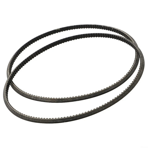 Two Pack 5M375 Lathe Drive Belt For Mini Metal Lathes Straight Swap Replacement Built Tough With Killer Shock Absorption For Smooth Silent Run And Heavy Duty Grip On 38 Mm Bore Models, showing two heavy-duty rubber belts.