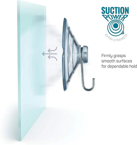 Top Rated All Purpose Suction Cup Hook Combo Set Hella Strong Rustproof Metal Claws securely attached to glass surface.