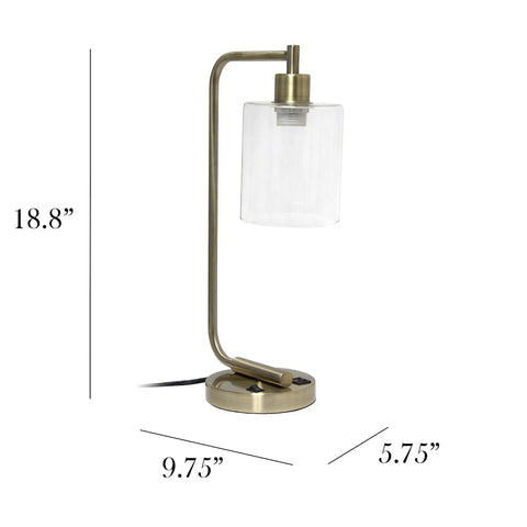 Old School Industrial Lantern Desk Lamp in Rose Gold Finish with Clear Glass Shade, 18.8 in height, iron material
