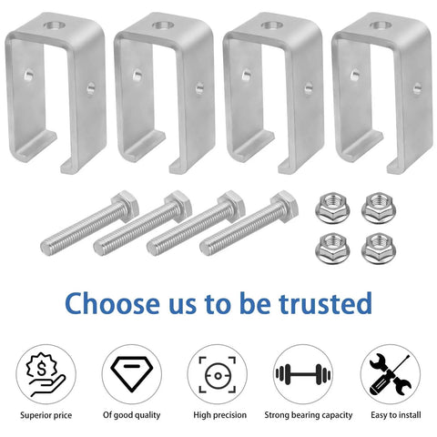 Heavy Duty Strut Channel Hanger Bracket Kit Rated To 1200 Pounds Fits Standard Steel Tracks, includes 4 clamps and bolts.