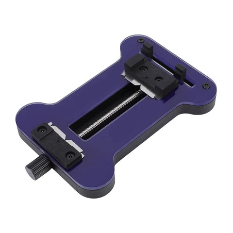 Premium PCB Holder Tool for Repair, Flexible Clamp With 0-70mm Jaw, Tempered Glass Panel, angled view on white background