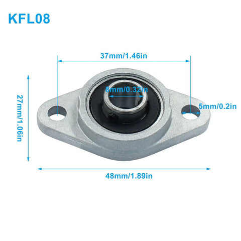 Four Pack KFL08 Flanged Pillow Block Bearings 8 Mm Bore Zinc Alloy Abrasion Resistant Rust Resistant Flange Mounted Beefed Up Shaft Support For Machinery And Equipment, 37mm width