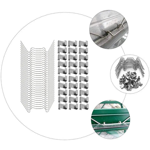 Easy Install Heavy Duty Greenhouse Glazing Clips Repair Kit With 50 Z-Type And 50 W-Type Wire Clamps For Glass Pane Fixing And Windproof Support In Garden And Farm Structures 100 Piece Set
