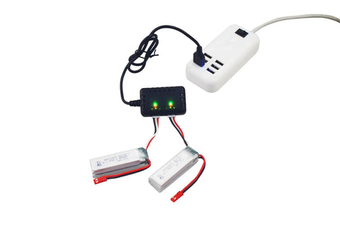Two Pack 2S 7.4V 600mAh Li-Ion Batteries With 2in1 Charger For XK A280 A160 A300 RC Aircraft And Fixed-Wing Gliders, Drones