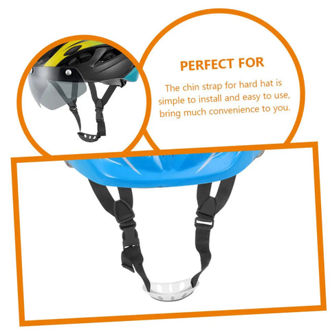 Dead Set Heavy Duty Adjustable Helmet Chin Strap For Hard Hats And Safety Helmets With Rugged Nylon Webbing and quick release buckle on blue helmet.