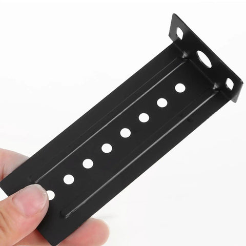 Rock Solid Under Desk Keyboard Drawer Slide Bracket Featuring Legit Secure Fit And Buttery Smooth Gliding With No Sweat Adjustments For Total Workspace Setup And Reliable Cabinet Tray Support, black metal bracket close-up.