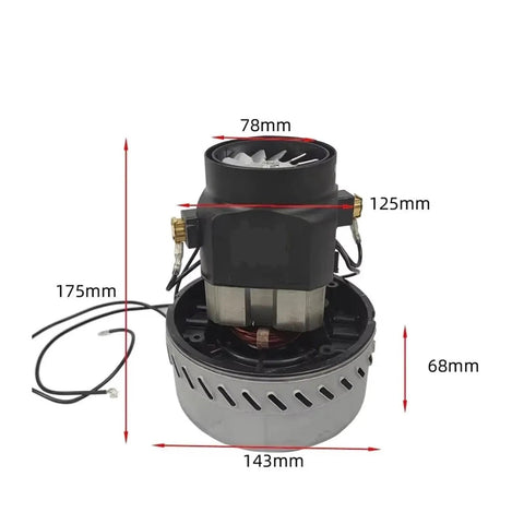 Heavy Duty 2000W Industrial Vacuum Motor Replacement Part With Copper Coil Wire For Wet And Dry Suction Units, top view with dimensions shown.